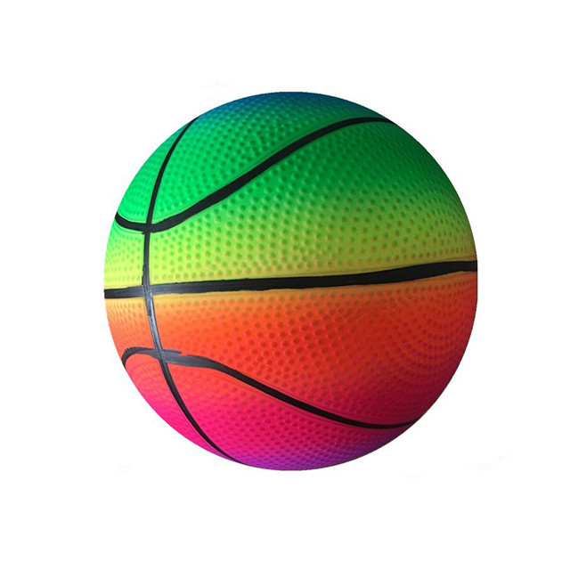 respetuoso del medio ambiente inodoro impermeable de la bola de los deportes del niño del diseño del arco iris de los 45cm